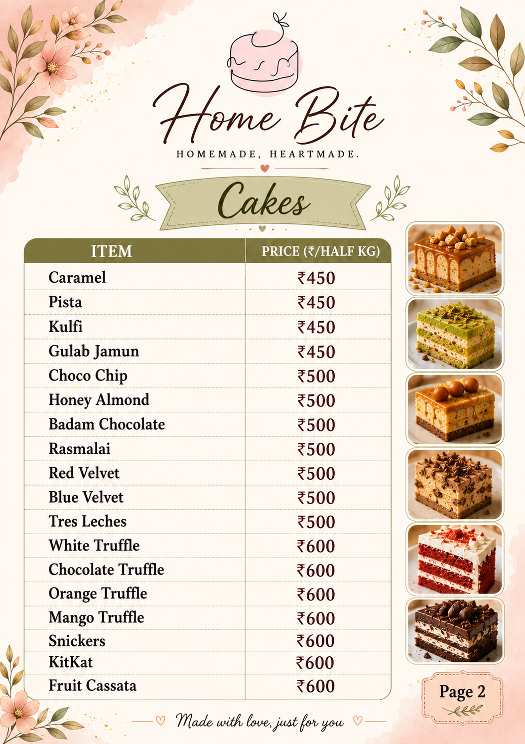Special Cakes List 1
